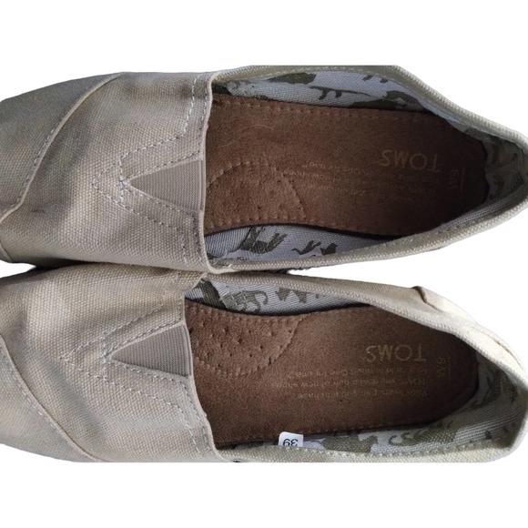 Toms canvas slip-on flats khaki size 6 - Picture 3 of 4
